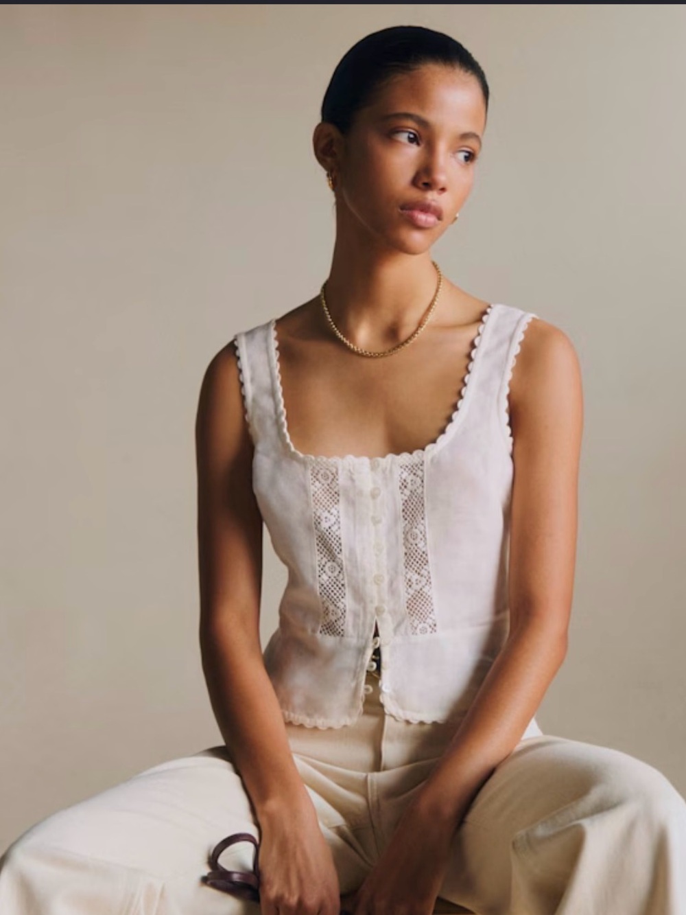 Sezane Lupya Top Ecru - Size 2